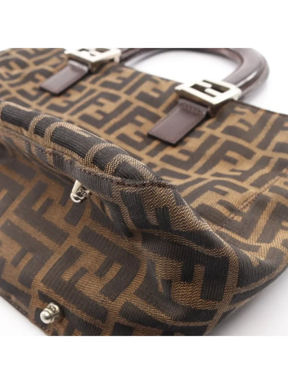 Fendi Handbag Zucca Brown Canvas Leather - Picture 6 of 10